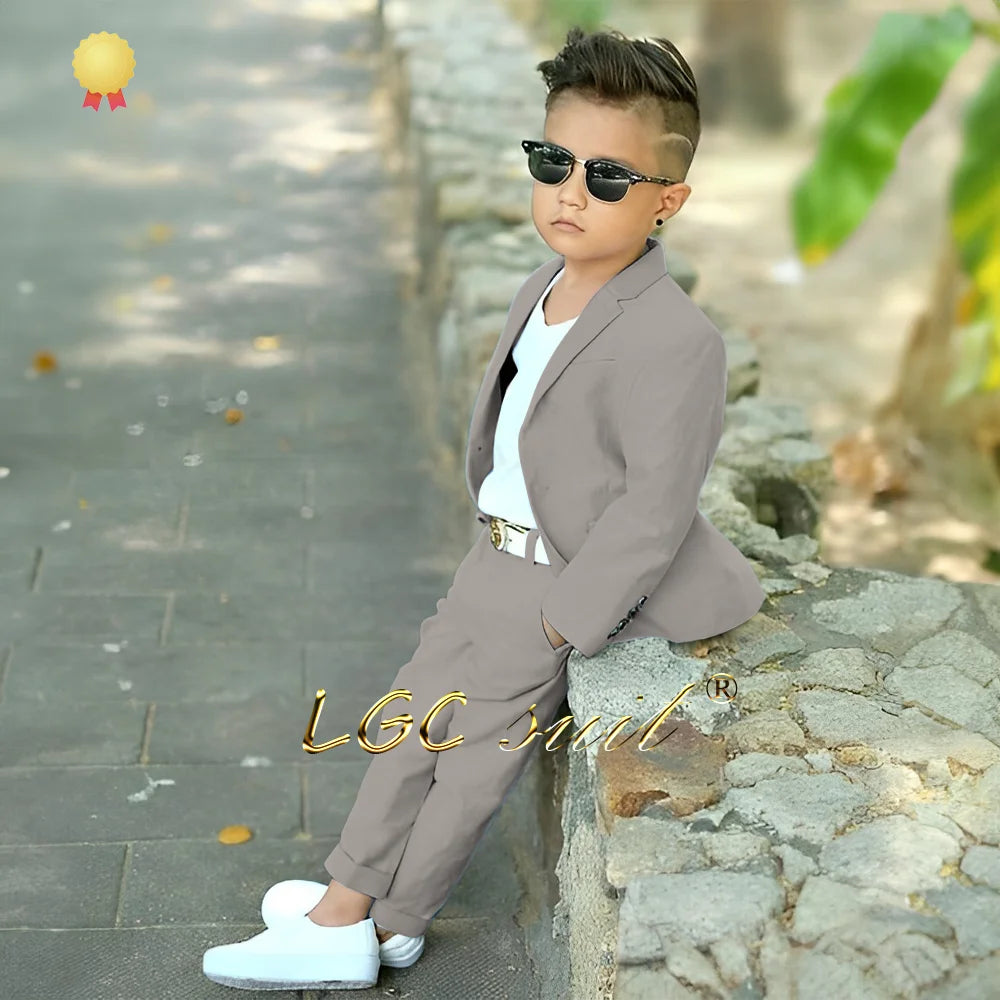 Baby Kids linen casual suit 2-piece set (jacket and trousers) 2~16 years
