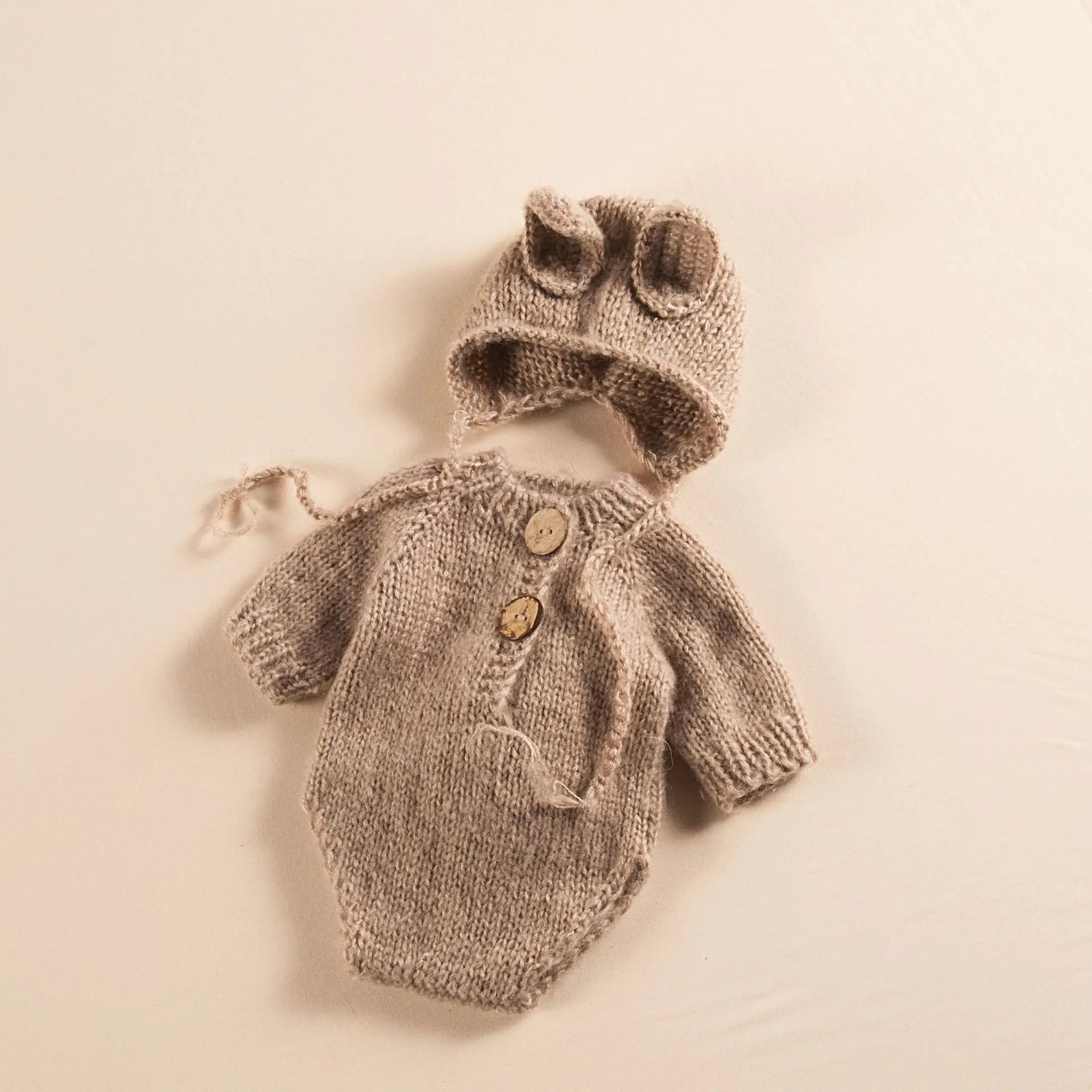 Newborn Photography Prop Baby Clothes Bunny Caps Dolls Toys Girls Boys Infant Baby Crochet Knitted Hat Photoshoot Accessories