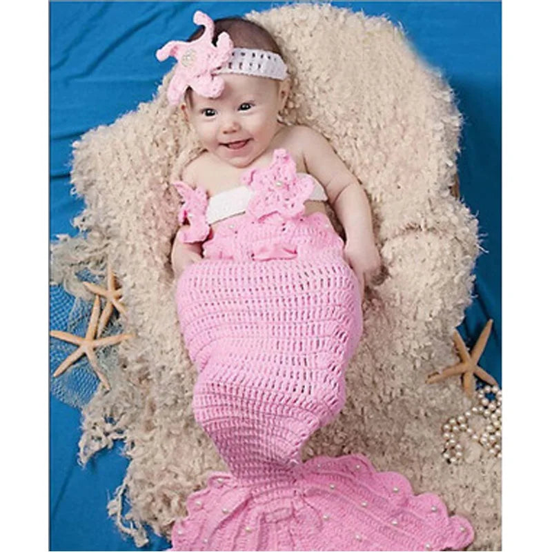 Newborn Photography Photo Prop Cute Knitted Mermaid Costume