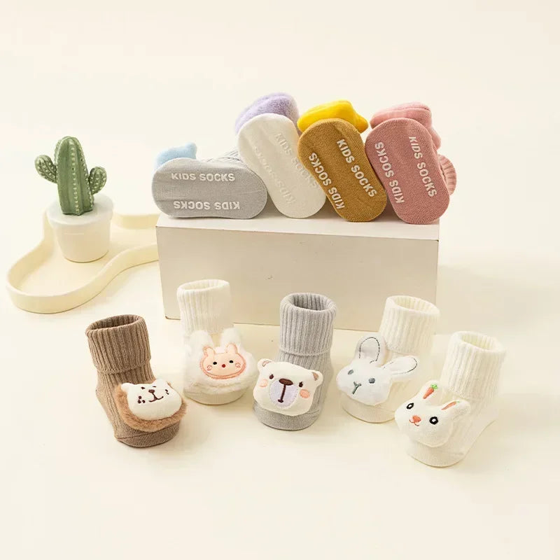 Baby Socks Winter Autumn Non-slip Floor Socks Newborn Baby Cartoon 3D Doll Toddler Socks for Kids 0-3Y