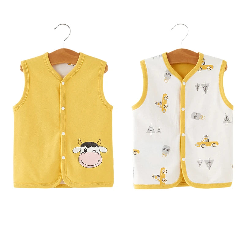 Newborn Winter Cotton Pink Vest Double Side Wear Infant Baby Cardigan Vest