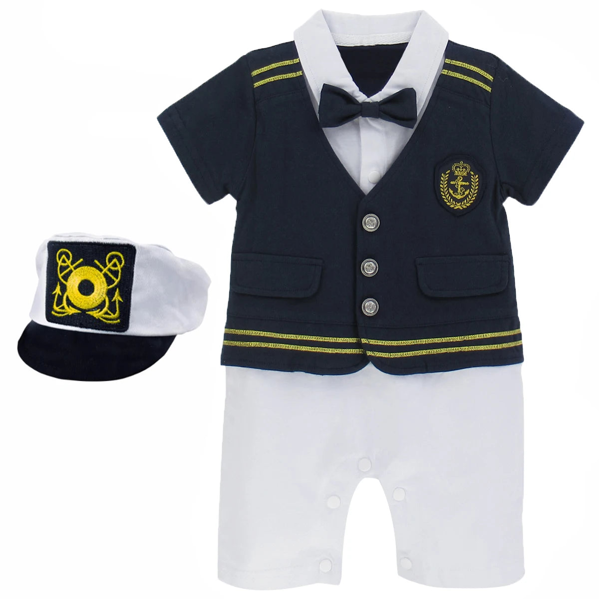 Baby Boys Captain Romper Costume Infant Set with Hats Shoes