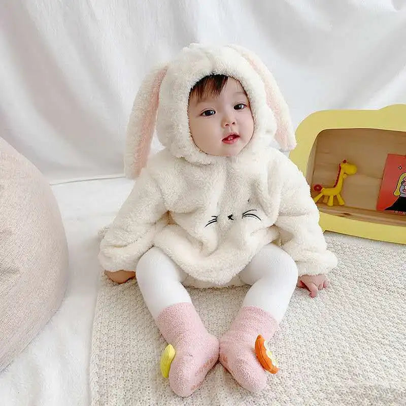 Bunny Baby Cute Baby Rompers Plus Velvet Bodysuit