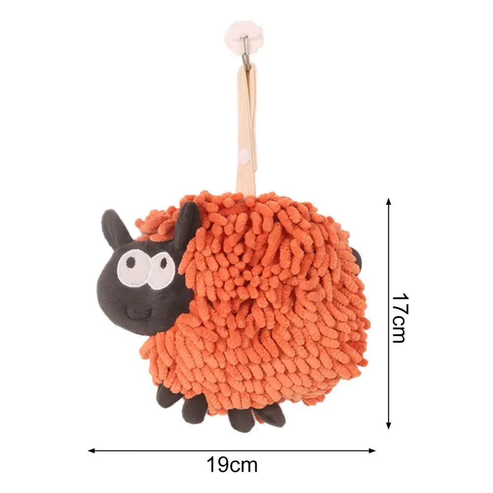 Chenille Cartoon Sheep Hanging Towel Adjustable Lanyard Hanging Hand Towel Soft Comfortable Skin-touch Kitchen Towel For Home