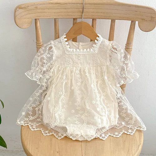 Newborn Baby Girls Jumpsuit Flying Sleeve Cotton Bodysuits