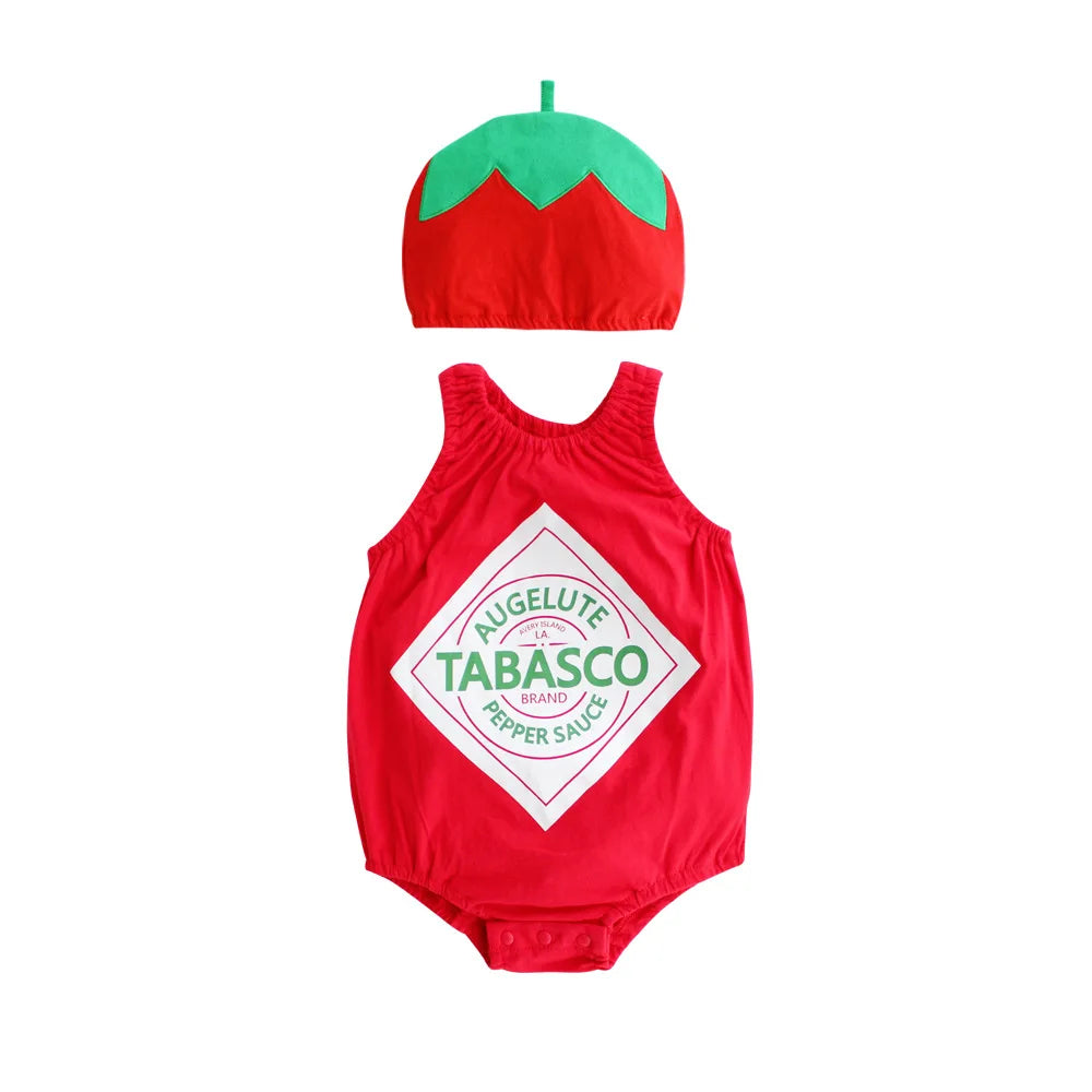 summer baby fruit Print hat with bodysuit infant cotton outfits