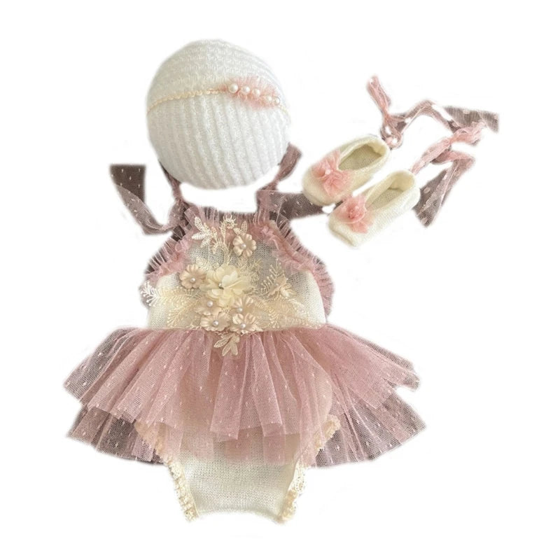 Baby Girl Infant Headdress & Tulle Tutu Jumpsuit Party Dress