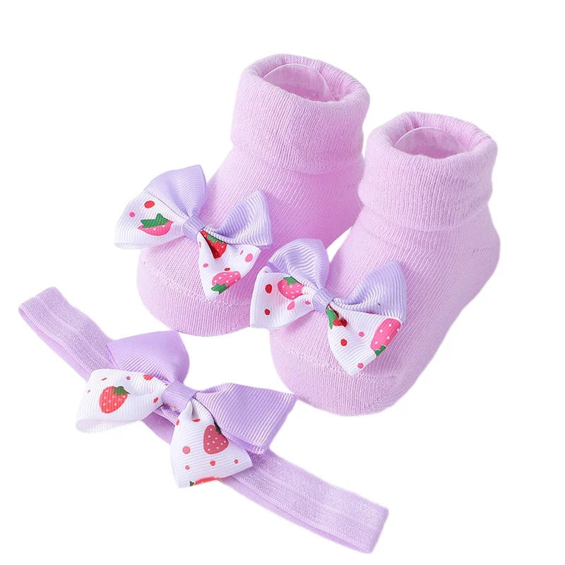Baby Girl Headbands Socks 2Pcs/Set Sweet Cute Bow