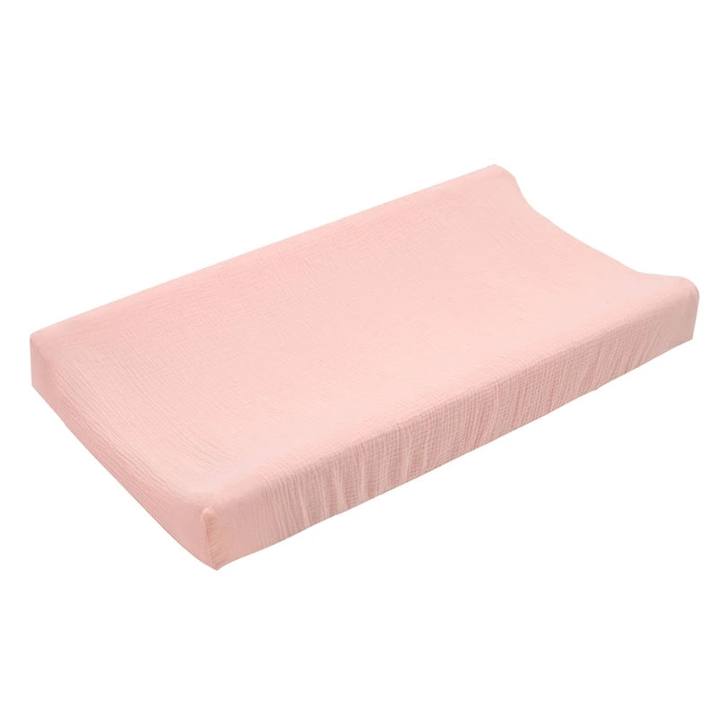 Solid Color Baby Diaper Changing Pad Cover Breathable Muslin Changing Pad Cover