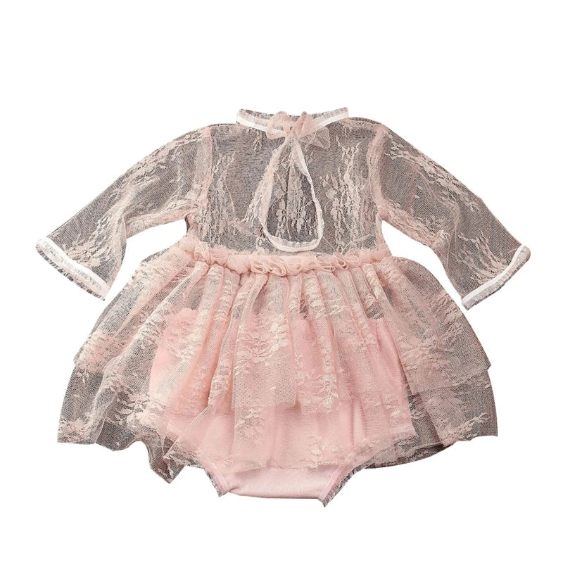Baby Girl Infant Headdress & Tulle Tutu Jumpsuit Party Dress