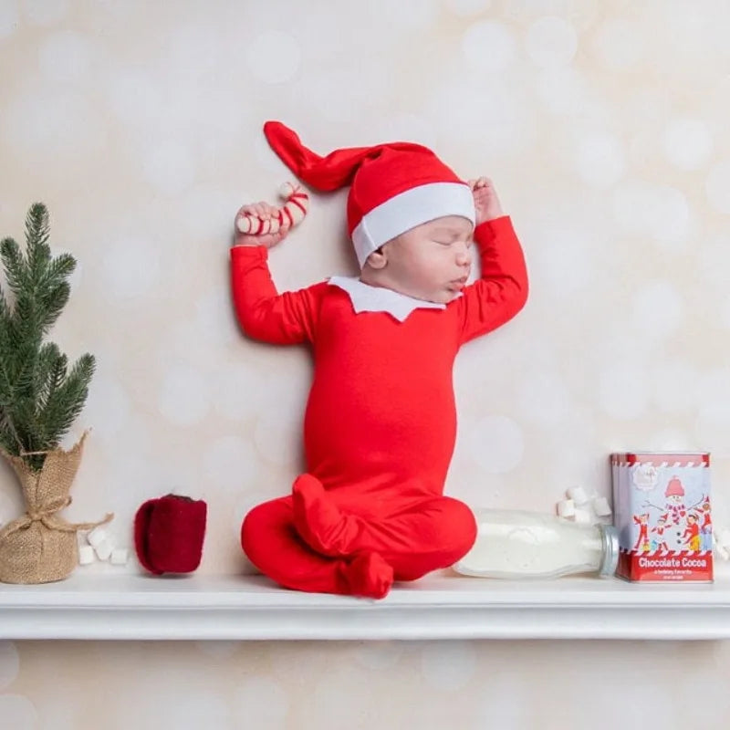 Baby Outfit Newborn Photography Props  Romper Jumpsuit  Christmas Photography Clothing Studio Shoots Accessories
