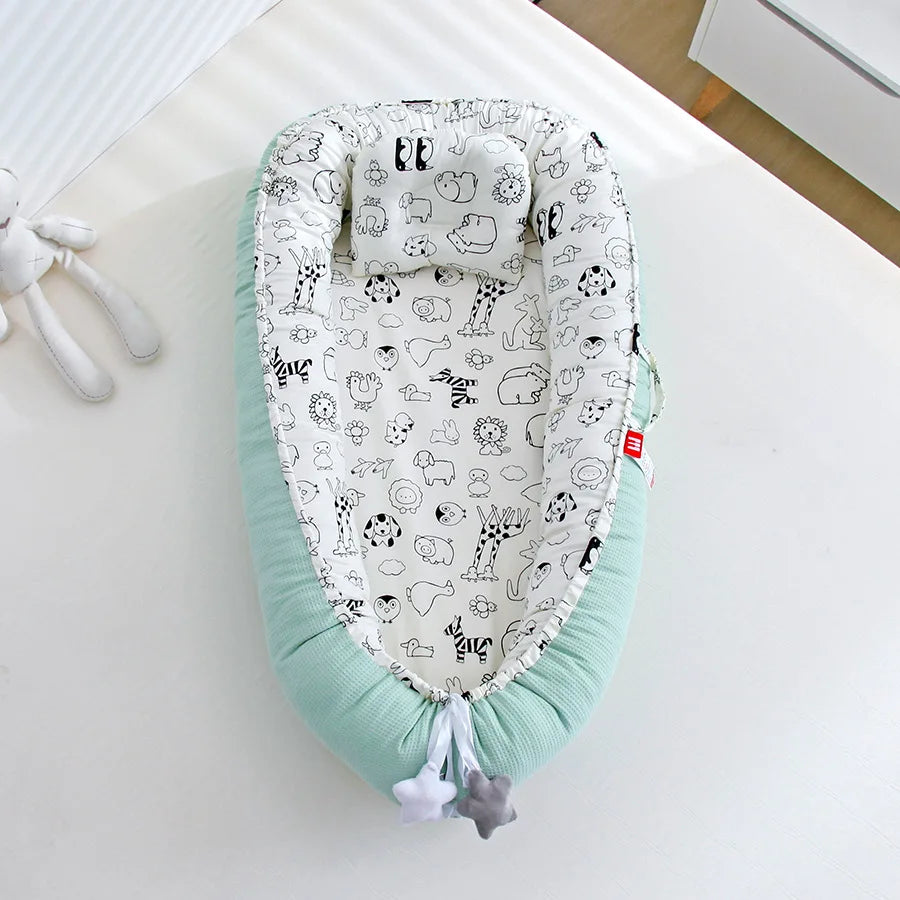Baby Cribs Removable Sleeping Nest for Baby Bed Crib with Pillow Cotton Infant Toddler Cradle Mattress Newborn Gift