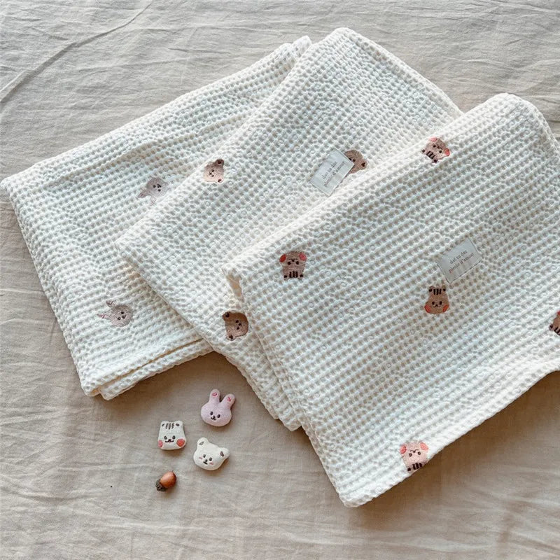 Waffle Baby Blanket for Cart Cover Infant Quilt Cotton Modal Swaddle Blanket Kindergarten Bedding Accessories Newborn Bath Towel
