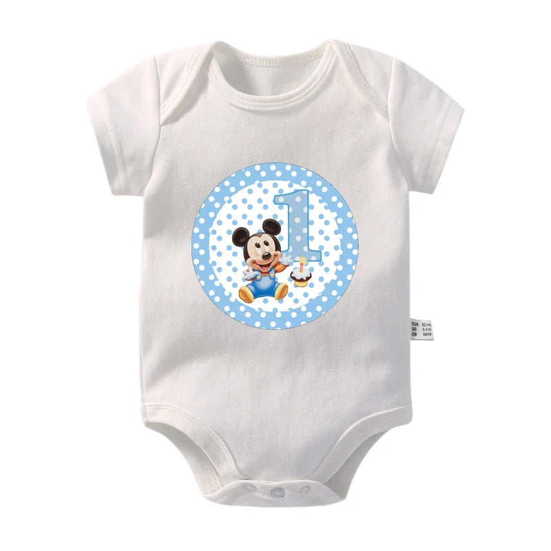 My 1st Birthday Mickey Mouse Cotton Baby Bodysuits