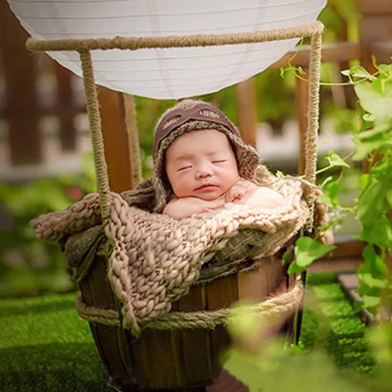 Newborn Photography Props Accessories Kids Air Force Manual Knitting Hat Baby Photo Props Pilot Style Hats