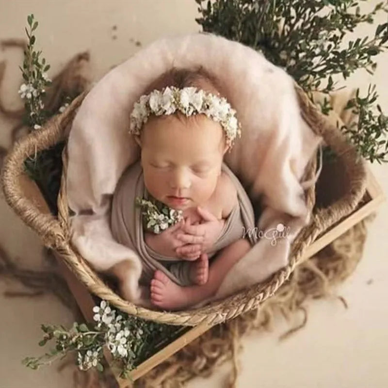 Little Baby Photo Shooting Basket Woven Baskets Full Moon Props