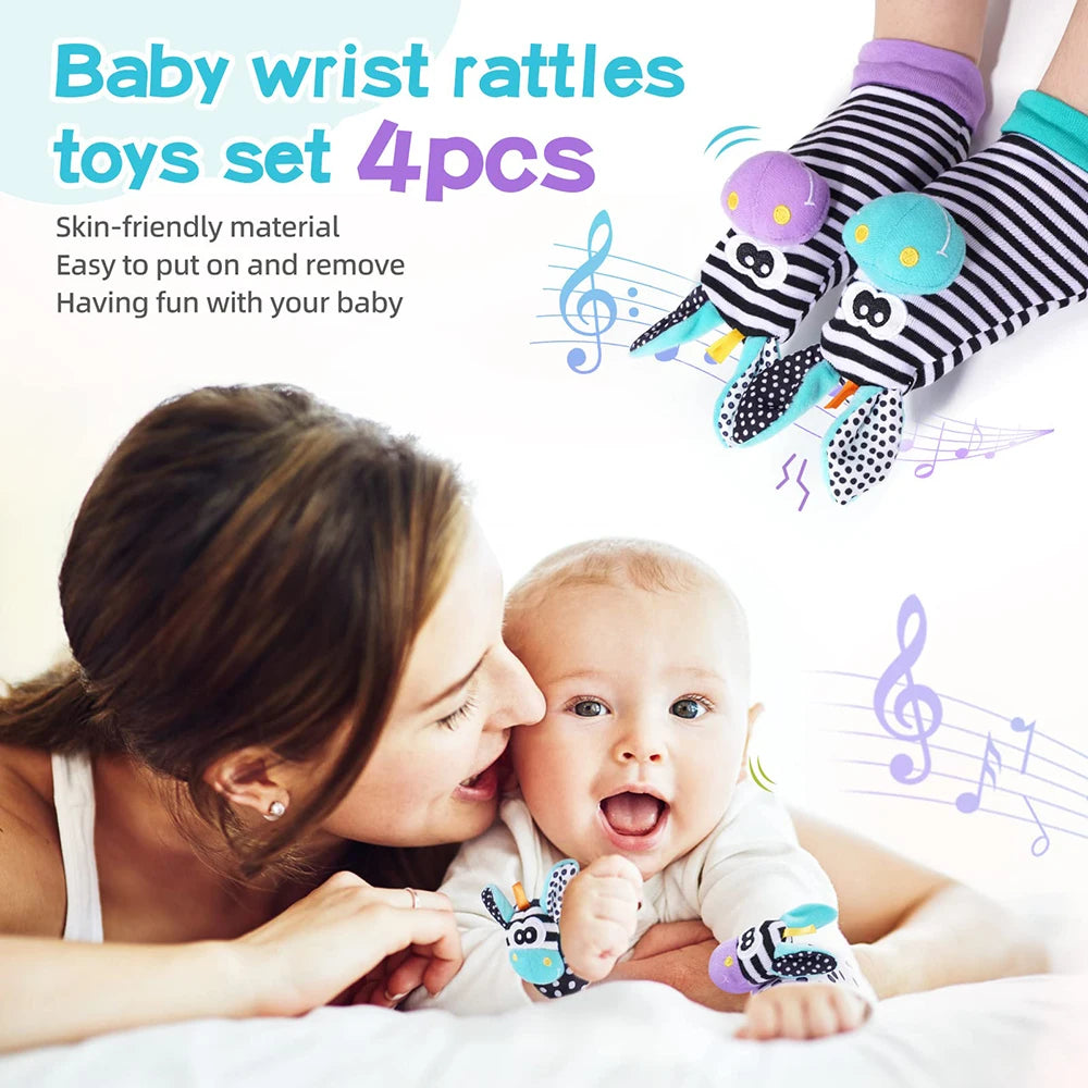 Baby Hand Rattles Wrist Newborn Soft Sensory Toys