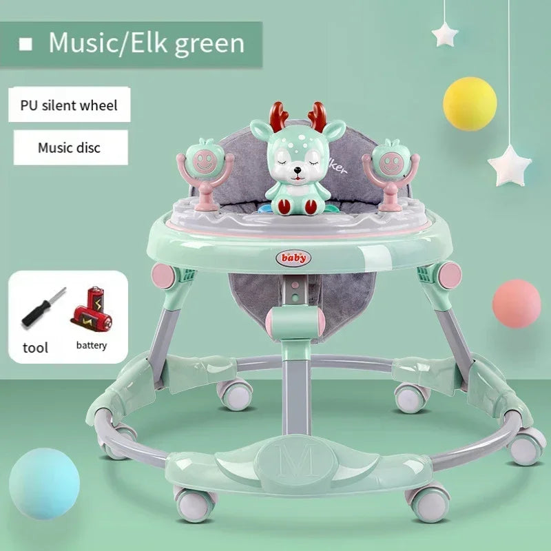 Baby Walker Anti-O-leg Multi-functional Anti-rollover Folding Trolley Boys Girls Can Sit Push 6-18 Months Baby To Learn To Drive