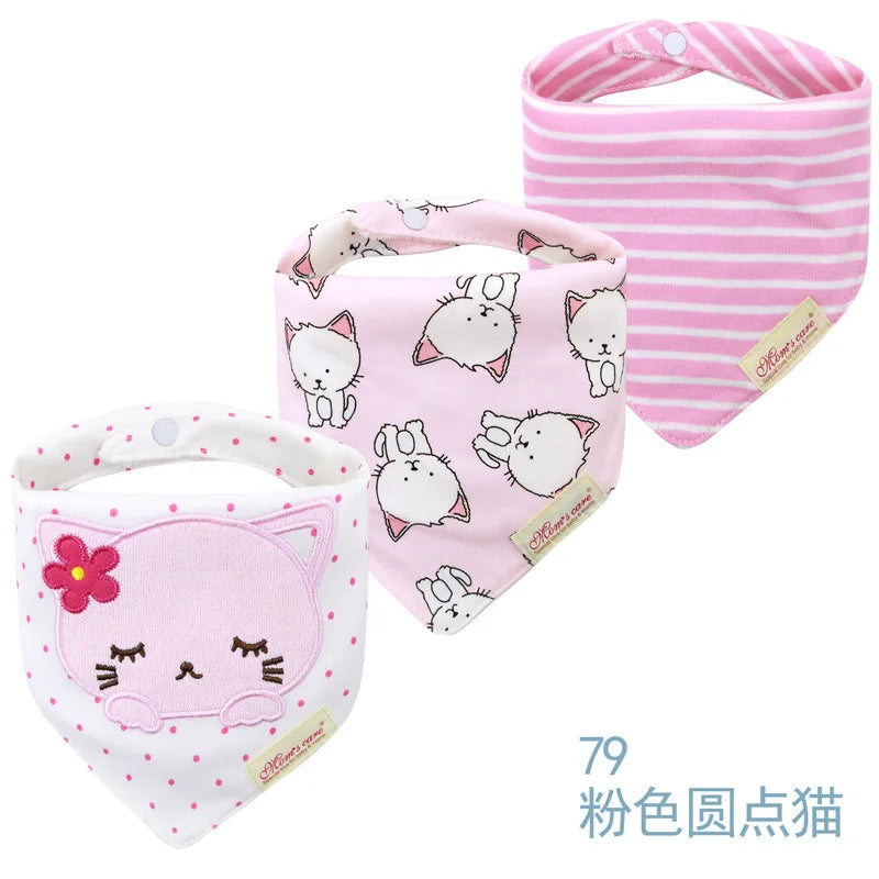 Cotton Cartoon Baby Bibs 3pcs Bandana Set Saliva Towel
