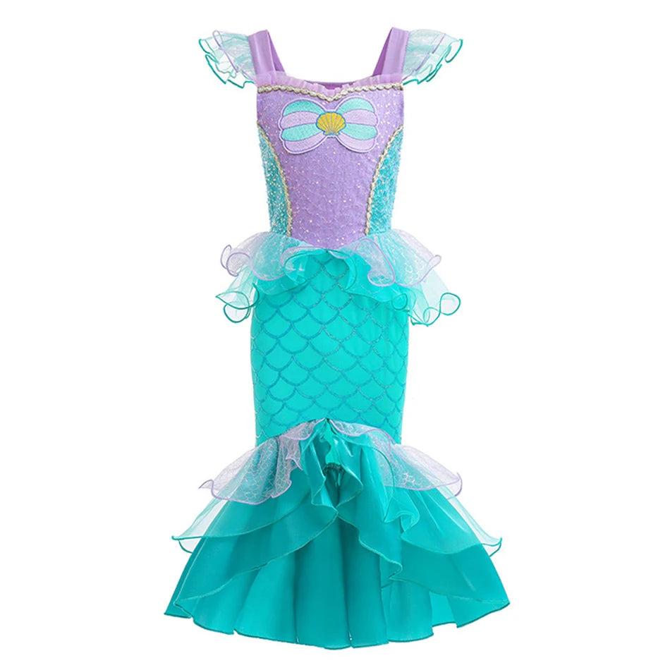 DISNEY Little Mermaid Ariel Charm Princess Dress Cosplay Costumes