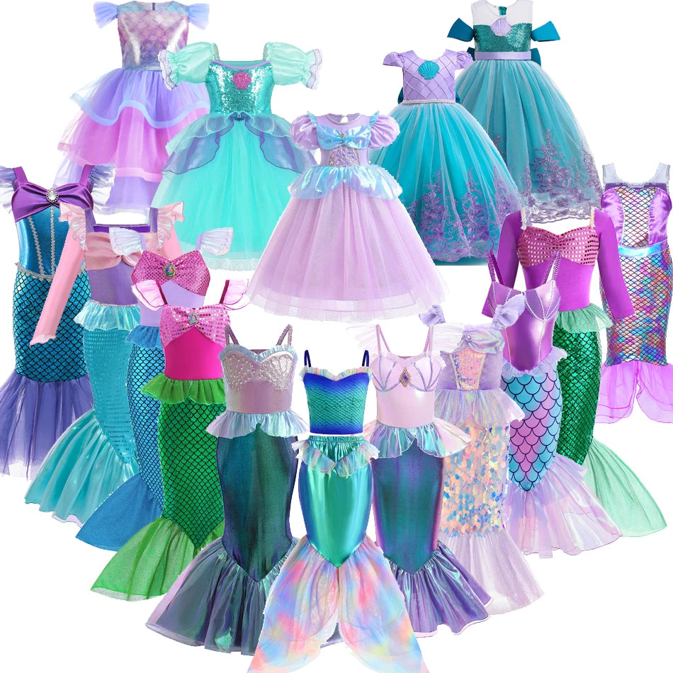 DISNEY Little Mermaid Ariel Charm Princess Dress Cosplay Costumes
