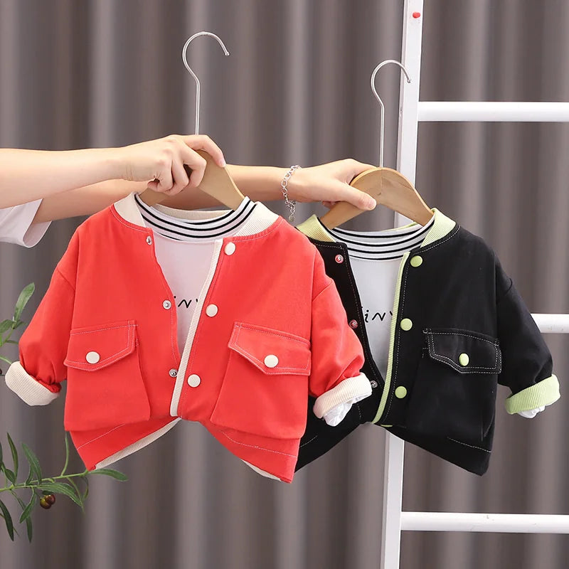 Children's Clothes Outerwear 2023 Spring Autumn New Baby Coat Kids Fashion Overcoat Boys Girls Jackets Solid Casual Clothing