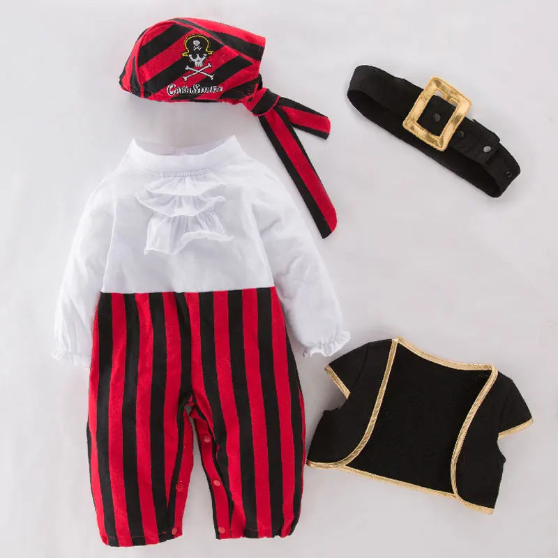 Baby Boys Captain Pirate Costume Infant Toddler Romper Jumpsuit