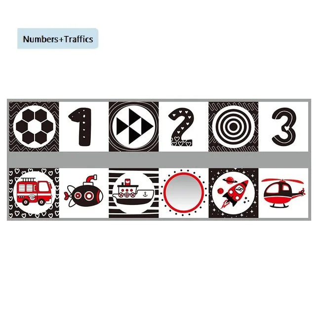 Baby Book Black and White Books for Newborn Babies Bed Crib Bumper Sensory Cloth Book Montessori High Contrast Baby Toys 0 12 M