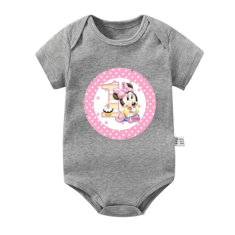 My 1st Birthday Mickey Mouse Cotton Baby Bodysuits