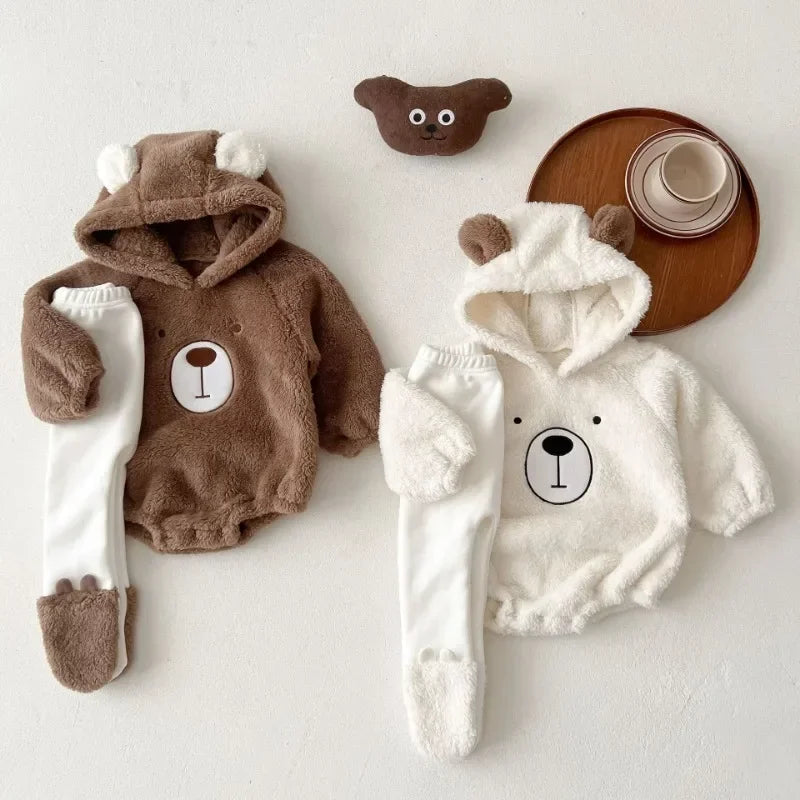 Winter Baby Girls Boys Bear Romper Comfortable Newborn  Hooded Cosplay Costume for Toddler Boys 1 to 3 Years Baby Outfits