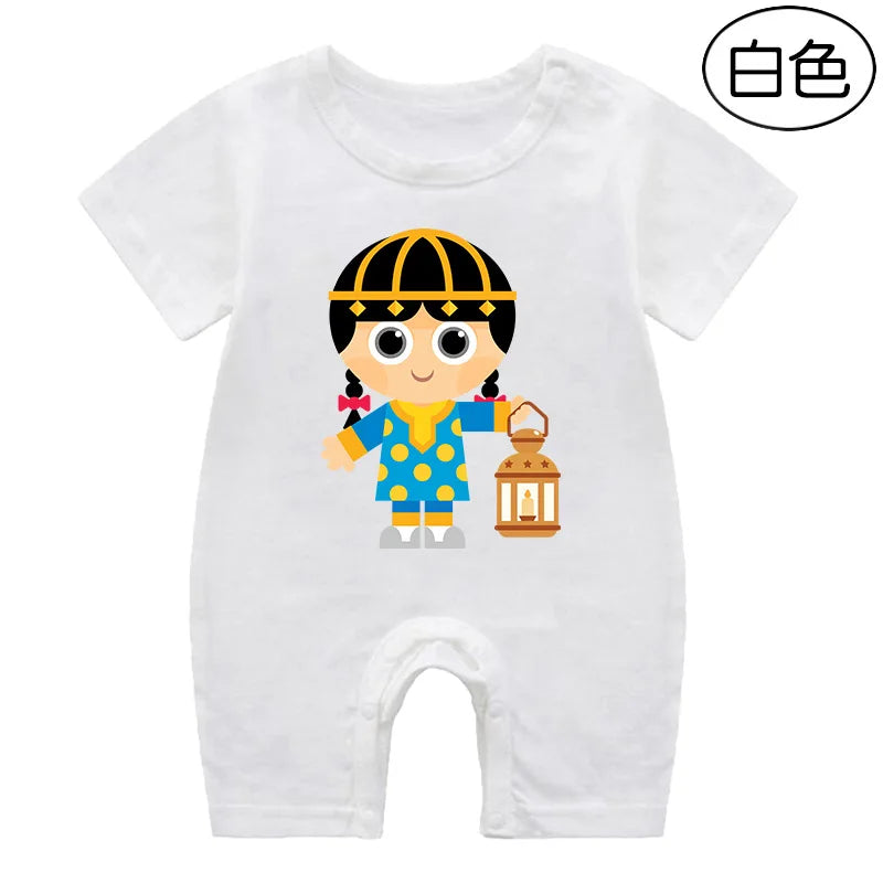 Ramadan Baby Outfit Infant Eid Bodysuit Eid New Born Clothes Newborn Ramadan Bodysuits Boys Short Sleeve Jumpersuit Girls Romper