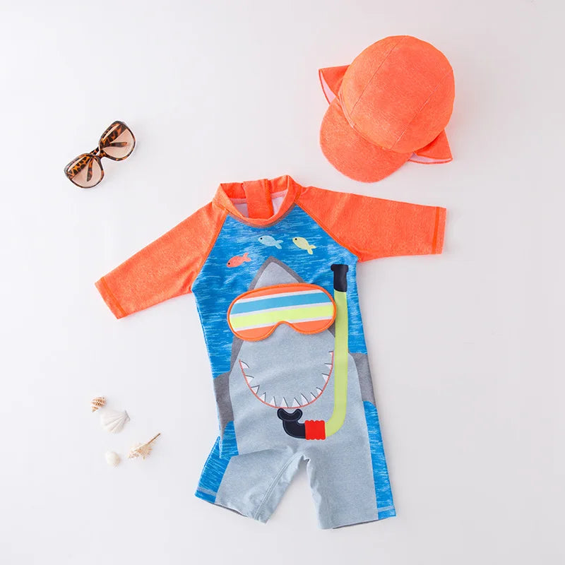 Baby boy swimwear with cap suit surfing Wear