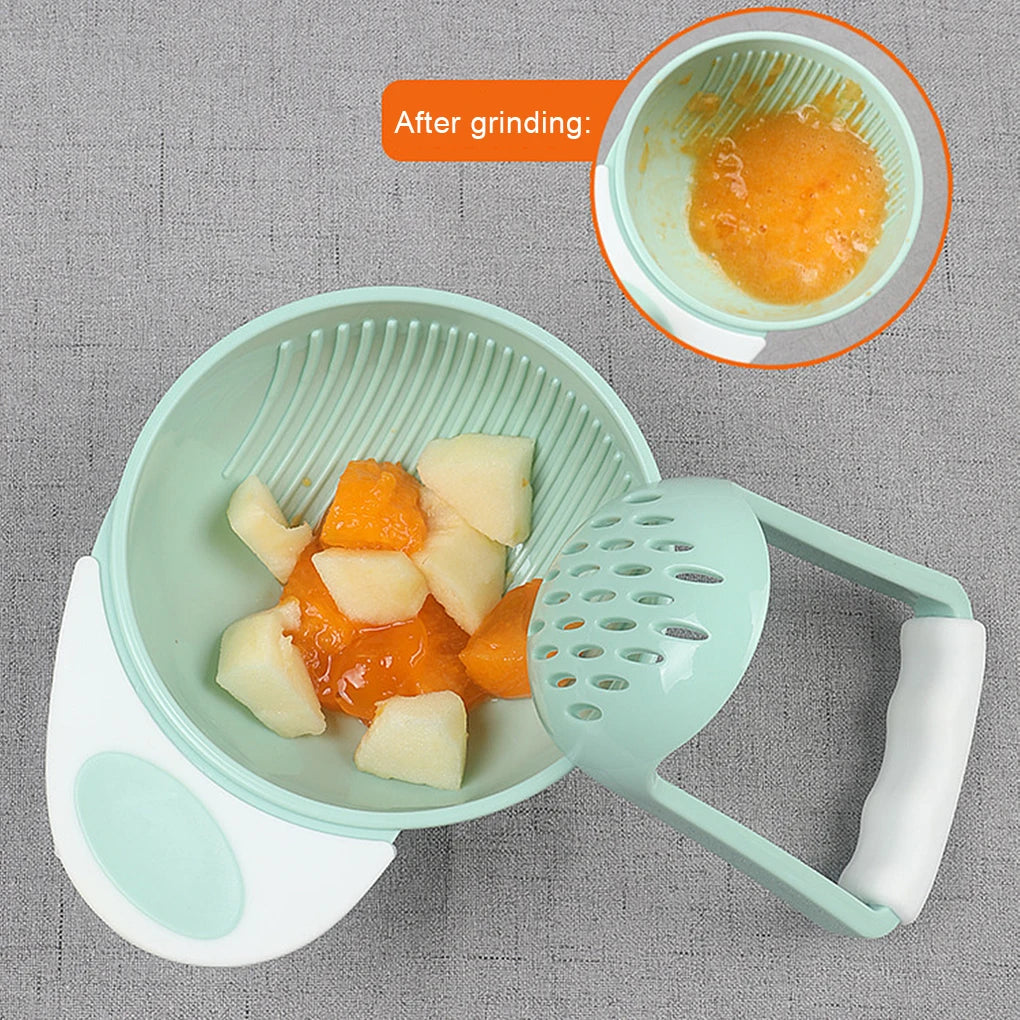 PP Baby Food Grinder Portable Solid Color Nonslip Odorless Manual Vegetable Fruit Potato Mash Maker Accessories