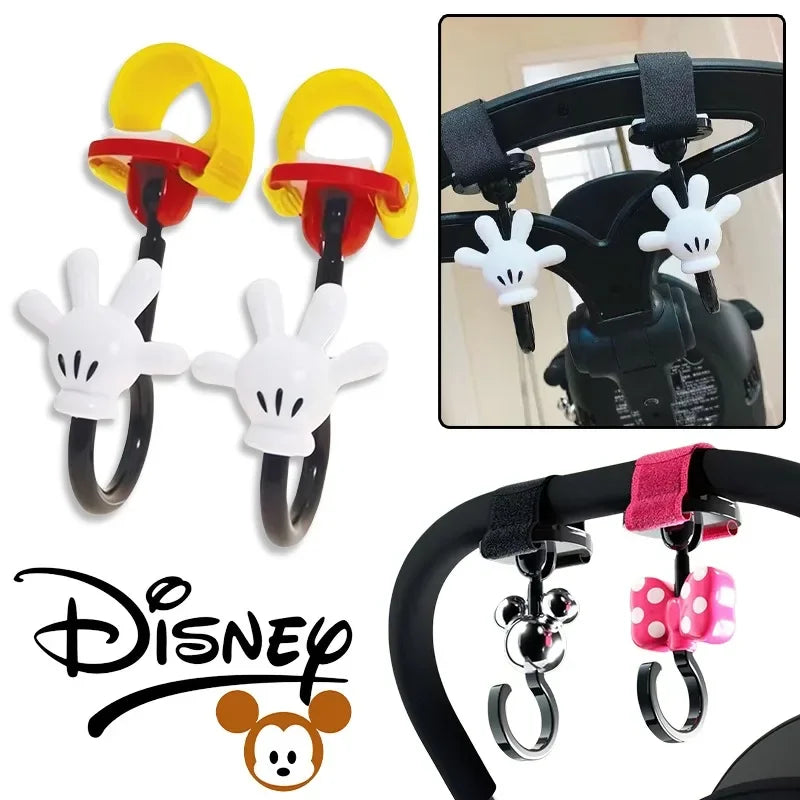 Disney Mickey Mouse Hook Bike Baby Stroller Storage Cartoon Gloves Cart Organizer Anime Diaper Bag Hanger Cute Travel Pram Hooks