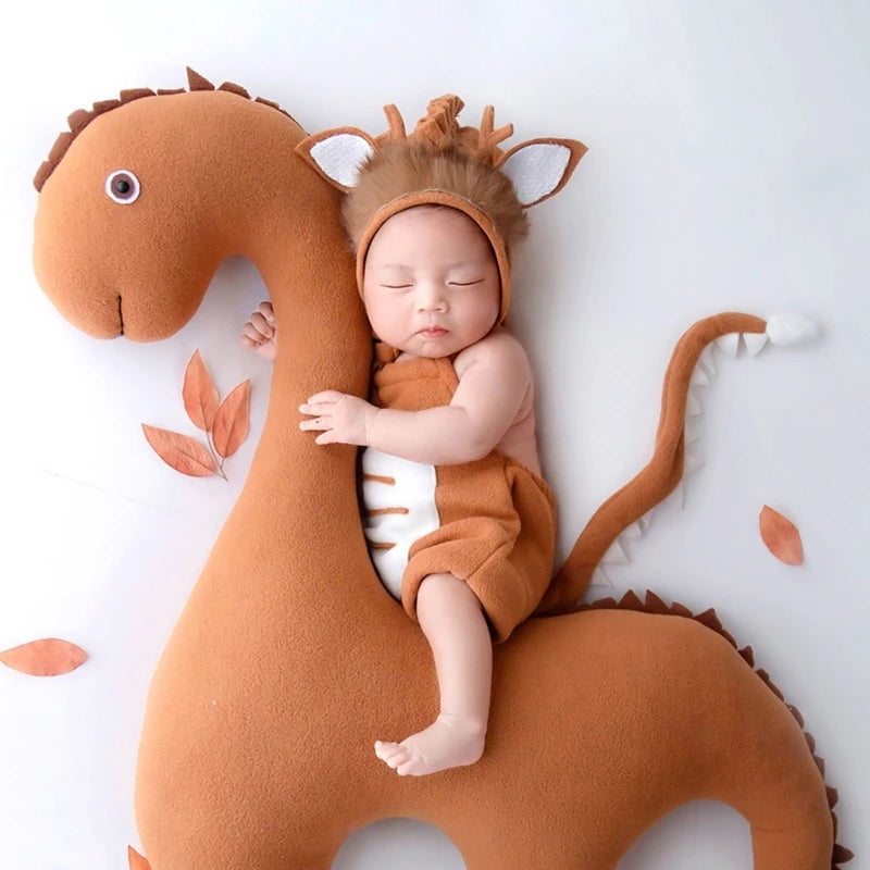 Newborn Photography Prop Baby Dragon Costume Dragon Hat Plush Romper Set Infant Outfit Rompers For Boy Girl Shooting Clothing