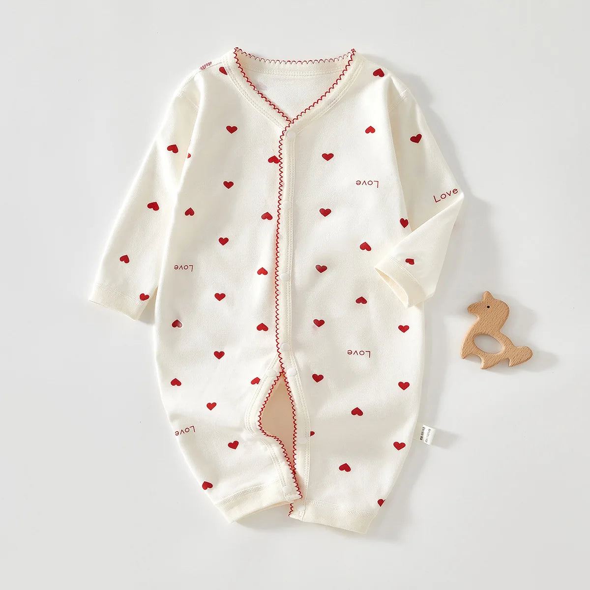 Newborn Baby Clothes Jumpsuit with Love Printed 100% Cotton Boneless