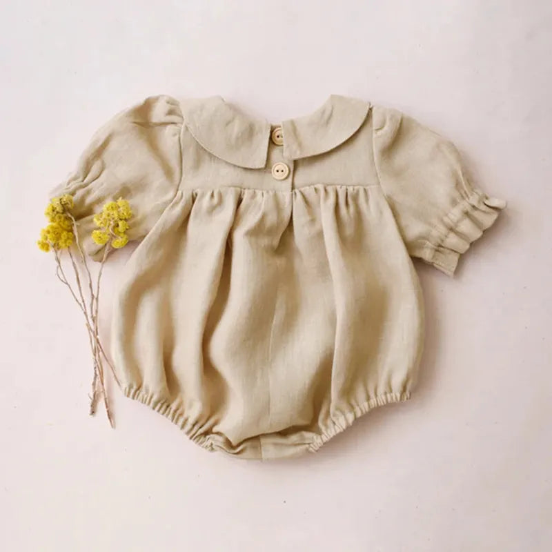 Princess Baby Girl Summer Cotton Linen Infant Jumpsuit