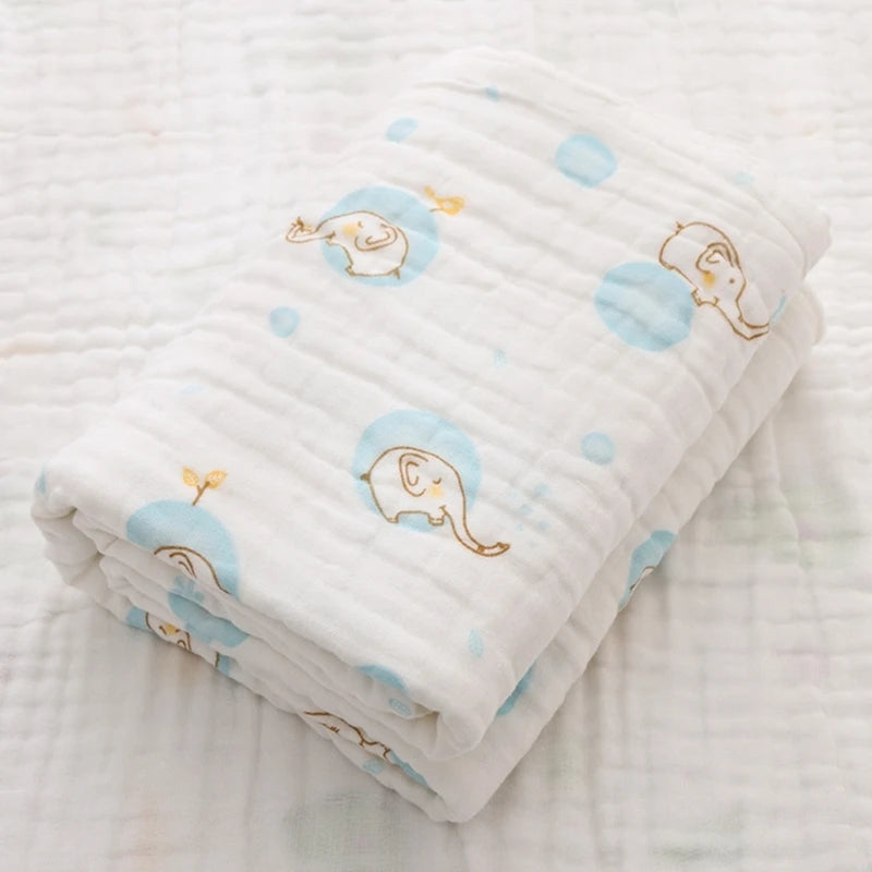 Baby Muslin Bath Towel Gauze-Cotton Wrapping Blanket Breathable Shower Towel Crib Bedding Nursing Cover Newborns Shower Gift