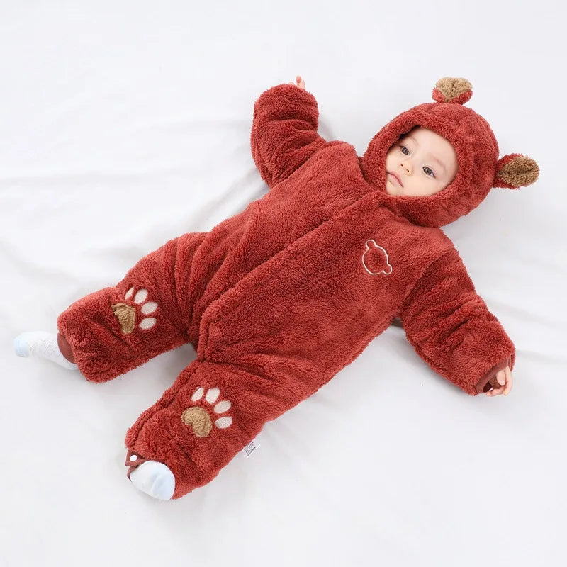 Newborn Baby Cute Bear Hooded Jumpsuits