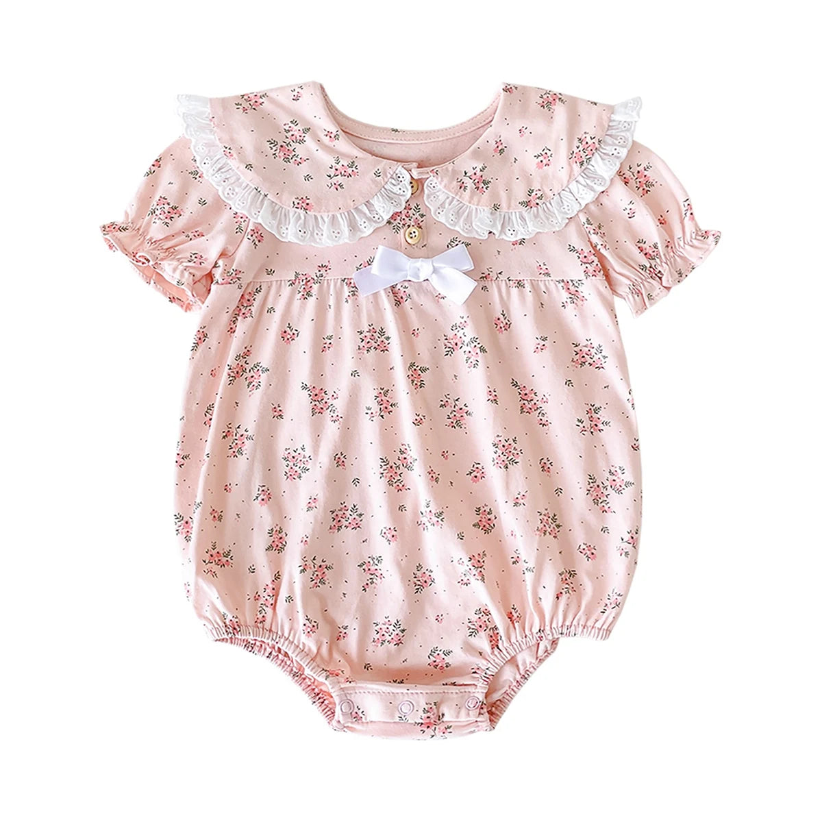Floral Infants Girls Short Sleeve Cotton Bodysuits Princess