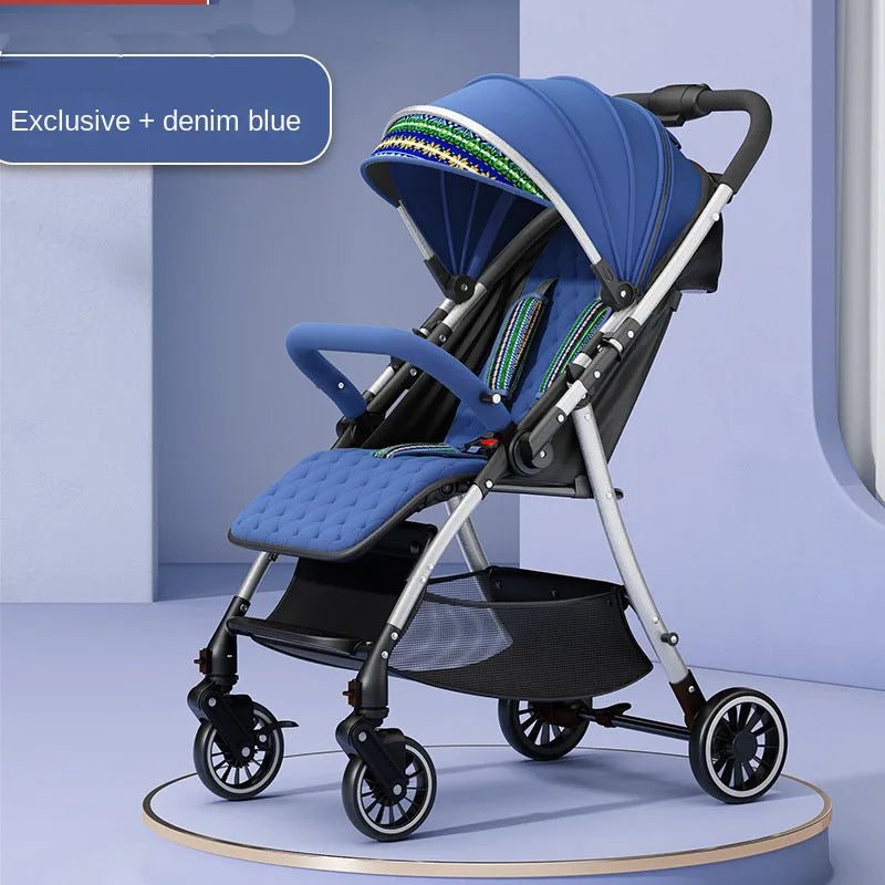 Baby Stroller 3-in-1 Fashion Four Seasons Universal Four Wheel Shock Absorber Umbrella Bi-directional Folding Baby Stroller