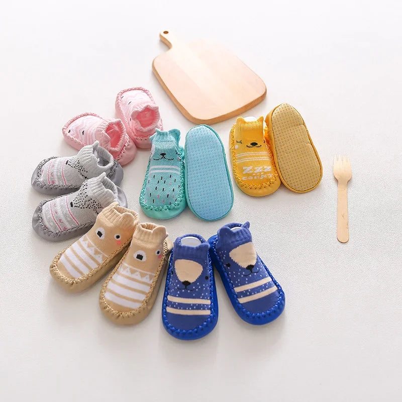 Baby Socks Shoes Infant Color Matching Cute Cartoon Kids Baby Shoes Doll Children Floor Sneaker Toddler Soft Soled First Walkers