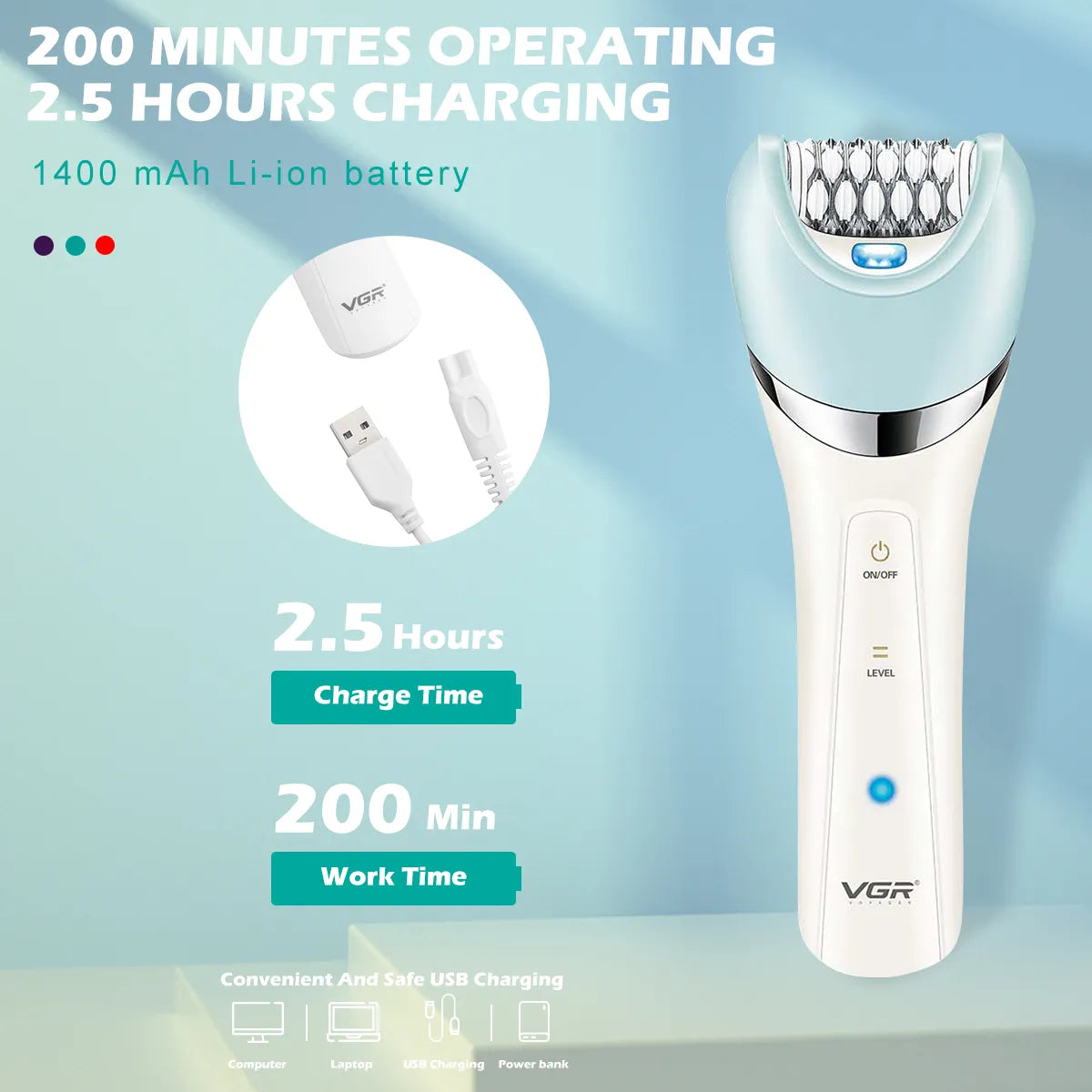 Hair Epilator Electric Lady Shaver Underarms Leg Bikini