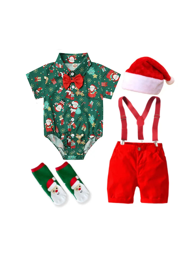 Newborn Boy Printed Set Christmas Fashion Sets