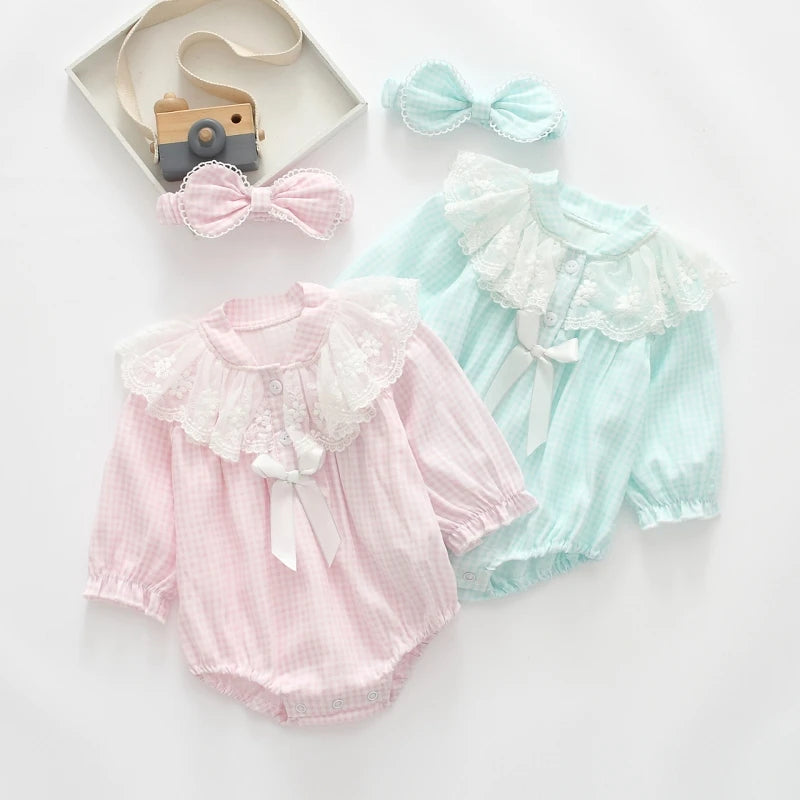 Ruffles Lace Bow Newborn Baby Girls Bodysuits