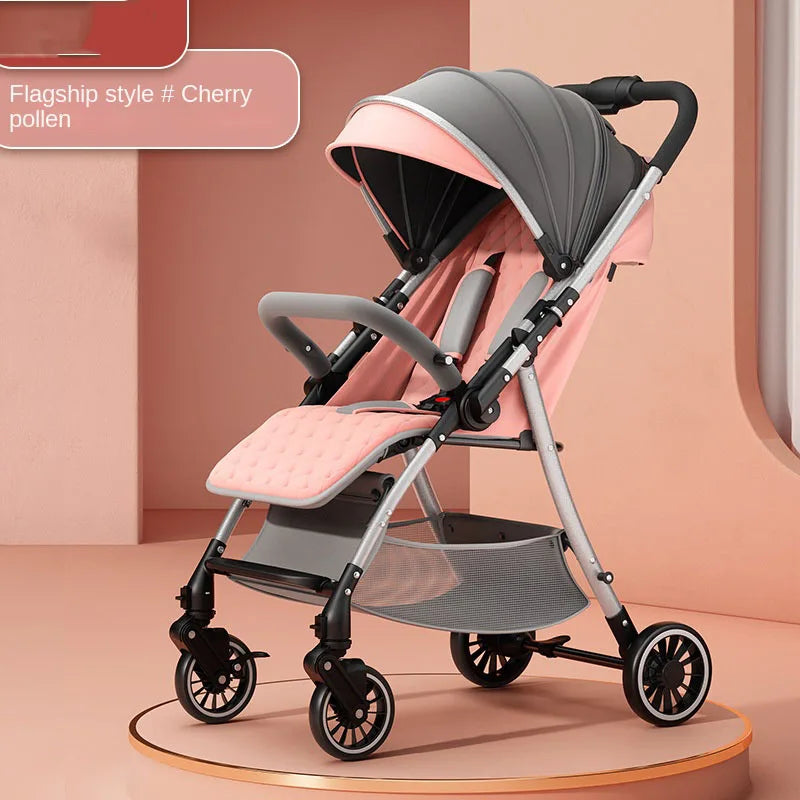 Baby Stroller 3-in-1 Fashion Four Seasons Universal Four Wheel Shock Absorber Umbrella Bi-directional Folding Baby Stroller