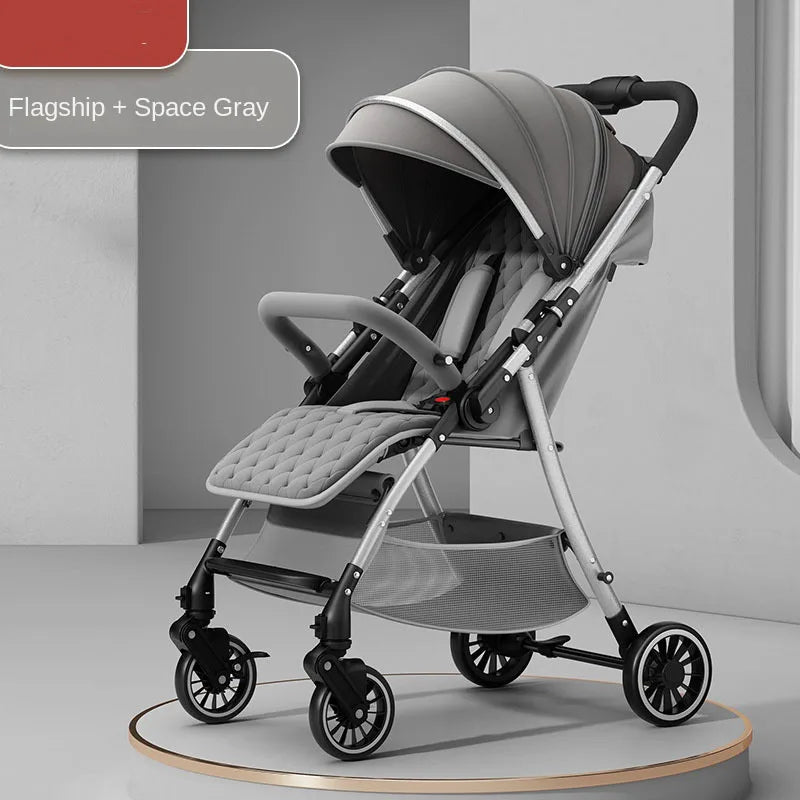 Baby Stroller 3-in-1 Fashion Four Seasons Universal Four Wheel Shock Absorber Umbrella Bi-directional Folding Baby Stroller