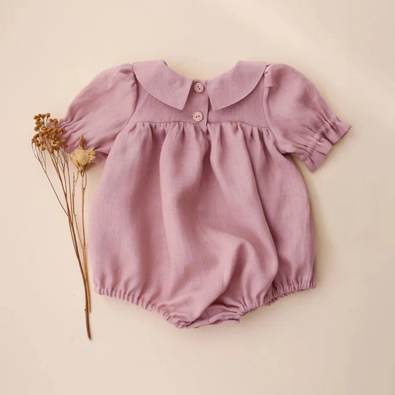 Princess Baby Girl Summer Cotton Linen Infant Jumpsuit
