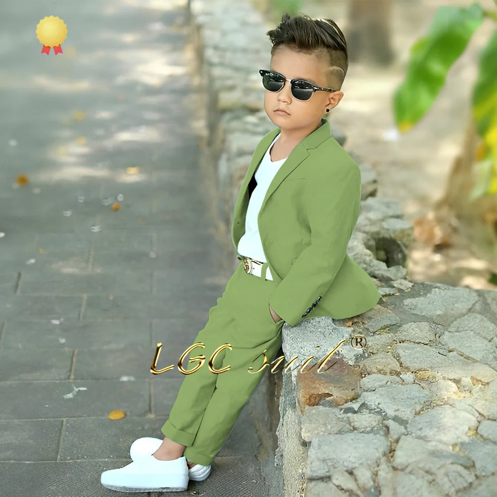 Baby Kids linen casual suit 2-piece set (jacket and trousers) 2~16 years