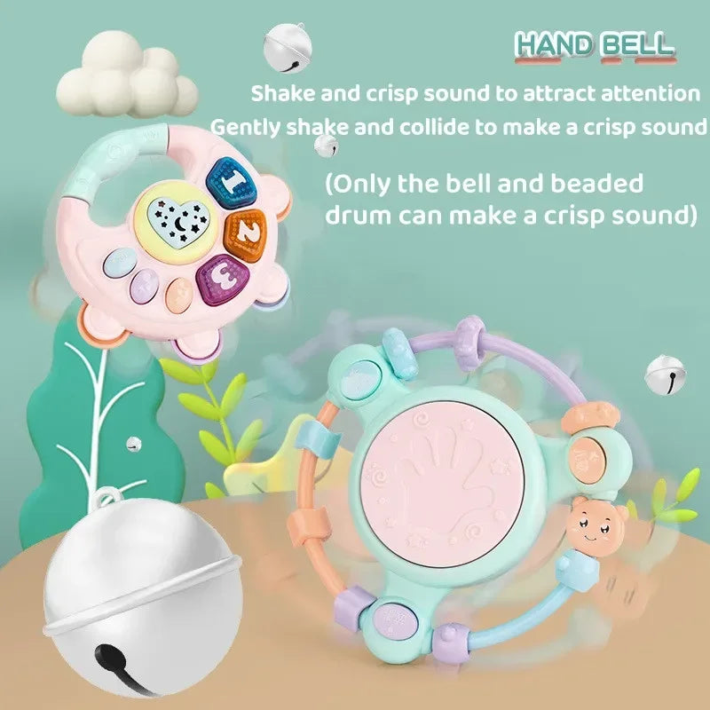 Montessori Baby Toys 6 12 Months Learning Education Musical Instrument Piano Hand Bell Projector Game Music Toy For Toddler Gift